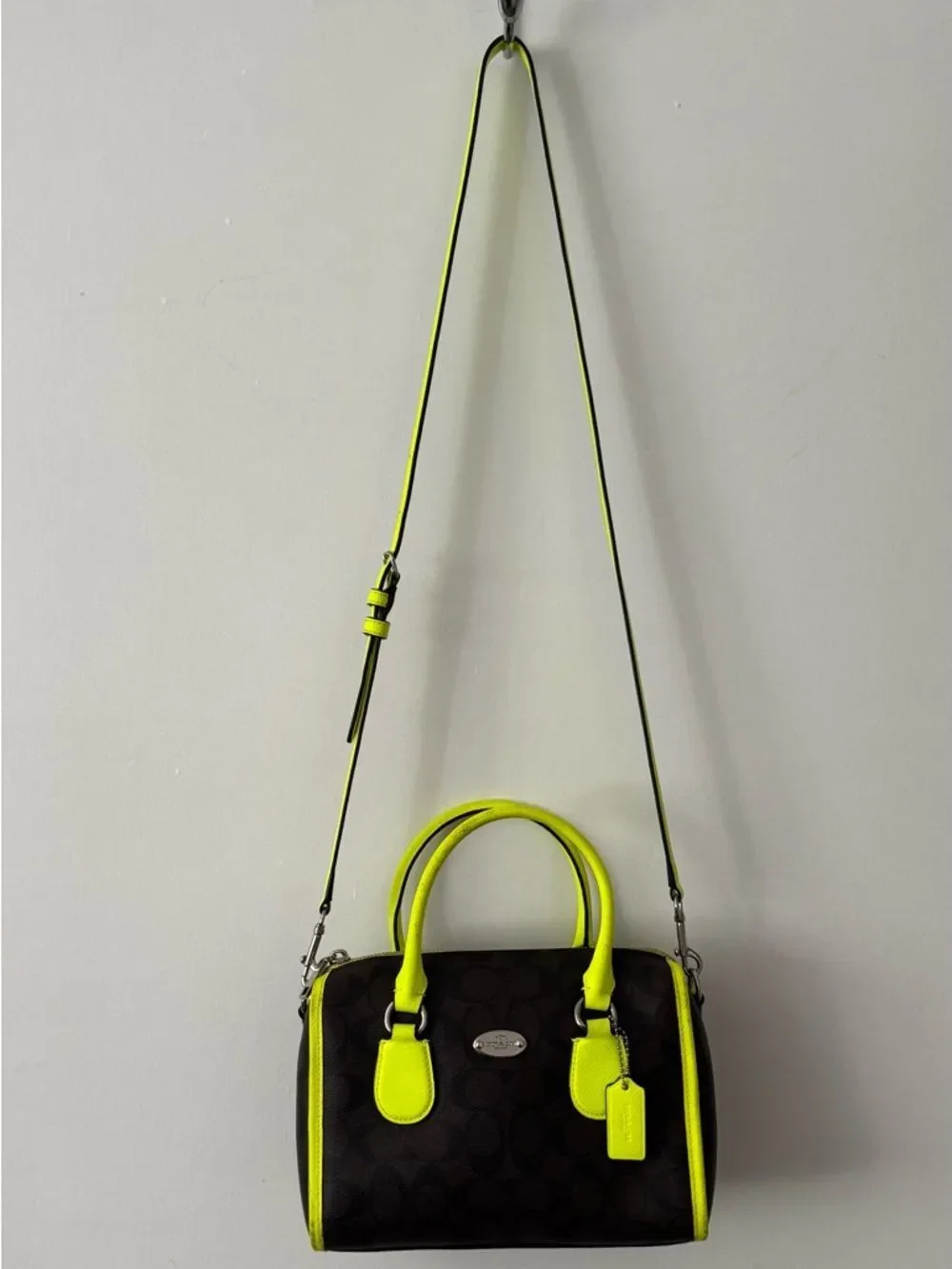 Coach Monogram Cross body with Neon Trim